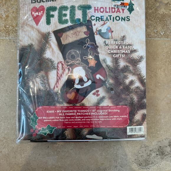 Bucilla Felt Holiday Creations Stocking Craft Kit Christmas DIY Sewing 18” - Picture 2 of 3